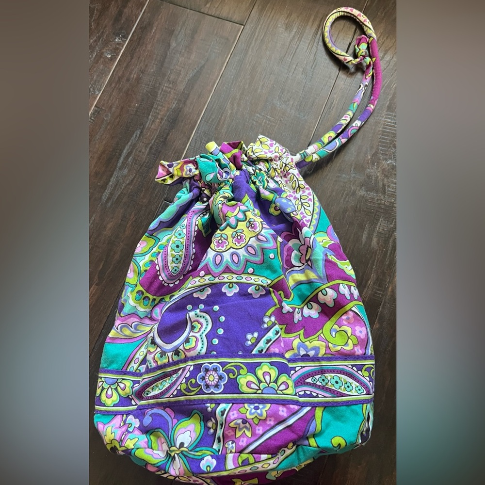 Vera Bradley Heather Ditty Bag Retired Purple Paisley Drawstring Travel Pouch